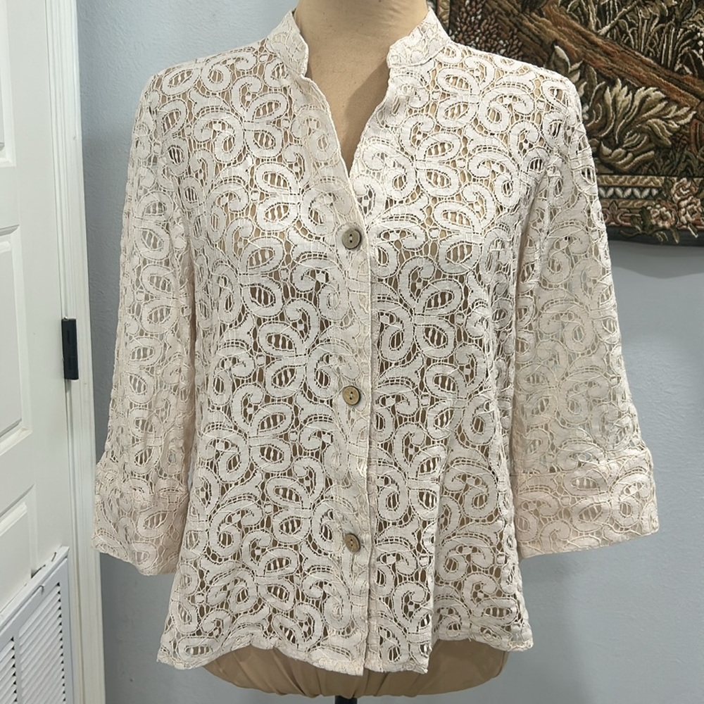 Ruby Road Petite Ivory Lacey Overlay. Size 10P